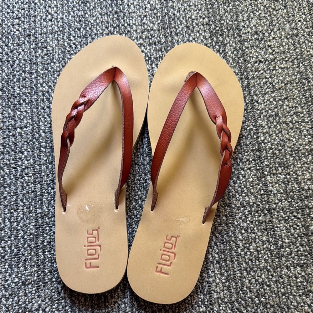 Flojos Brown Sandals Classic Thong Style